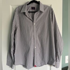 UNTUCKIT Gray White Gingham Check Long Sleeve Button Up Shirt